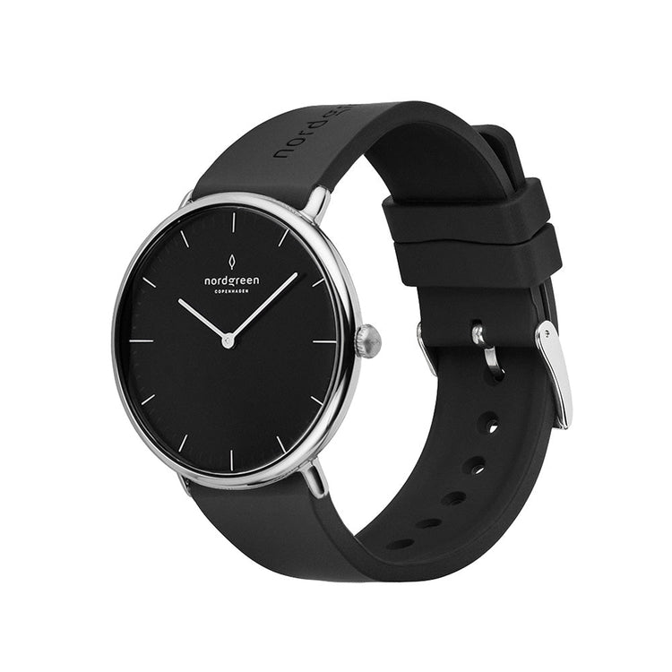 Nordgreen | Native silver 40mm black dial black leather | NR40SIRUBLBL