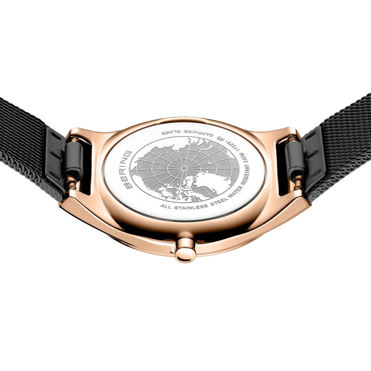 Bering | Ultra slim mother of pearl 29mm dial black mesh | 18729-166