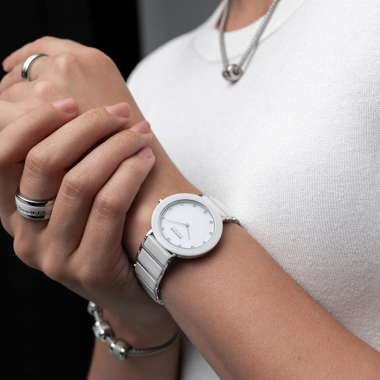 Bering | Ceramic pure white 35mm silver and white dial | 11435-754