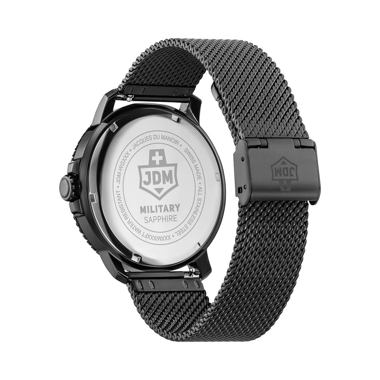 JDM Military | Tango black 44mm dial black mesh | JDM-WG008-05