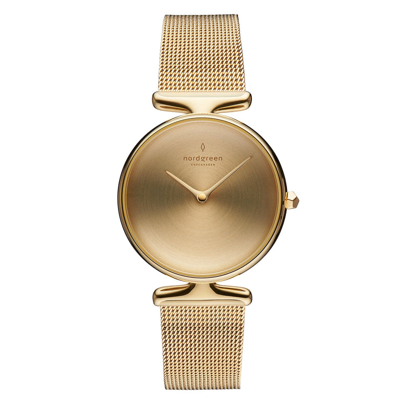 Nordgreen | Unika gold 28mm dial mesh | UN28GOMEGOBM