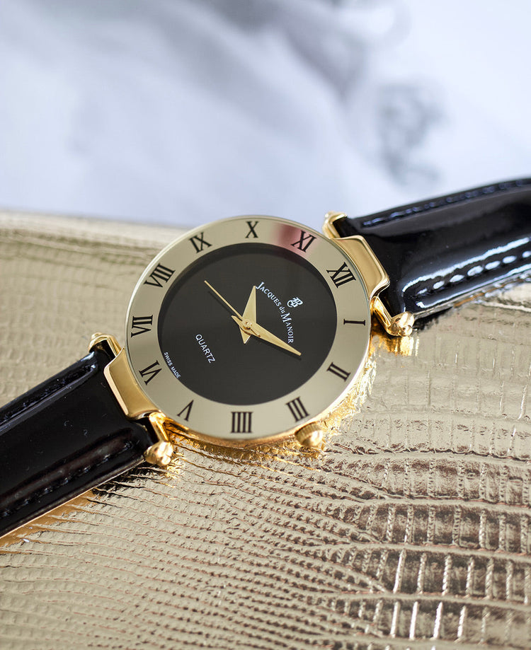 Jacques Du Manoir | Coupole Classic Gold Bezel Black 33mm dial | RCJ.11