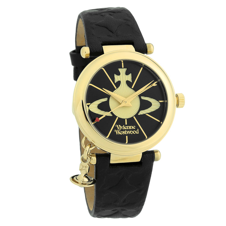 Vivienne Westwood | Orb II gold black leather 32mm dial | VV006BKGD