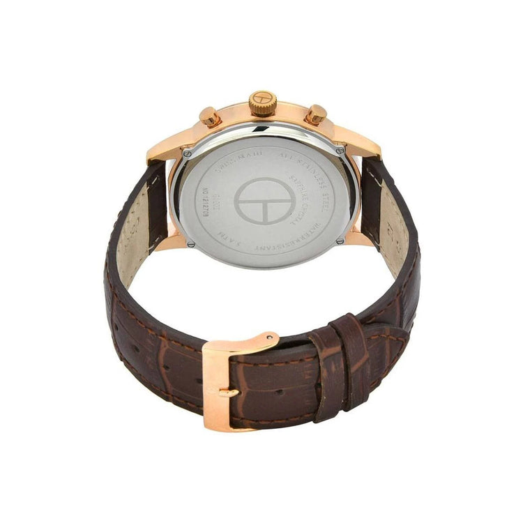 Claude Bernard | Classic Chronograph rose gold with silver 42mm dial brown leather band | 01002 37R AIR