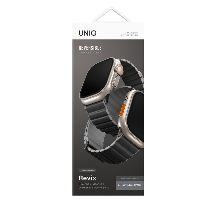 Uniq | Revix Premium edition reversible charcoal and ash grey watch band - Apple Series | REVPCHRAGRY