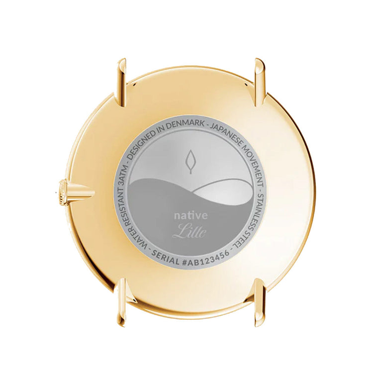 Nordgreen | Native Gold 40mm white dial black leather | NR40GOLEBLXX