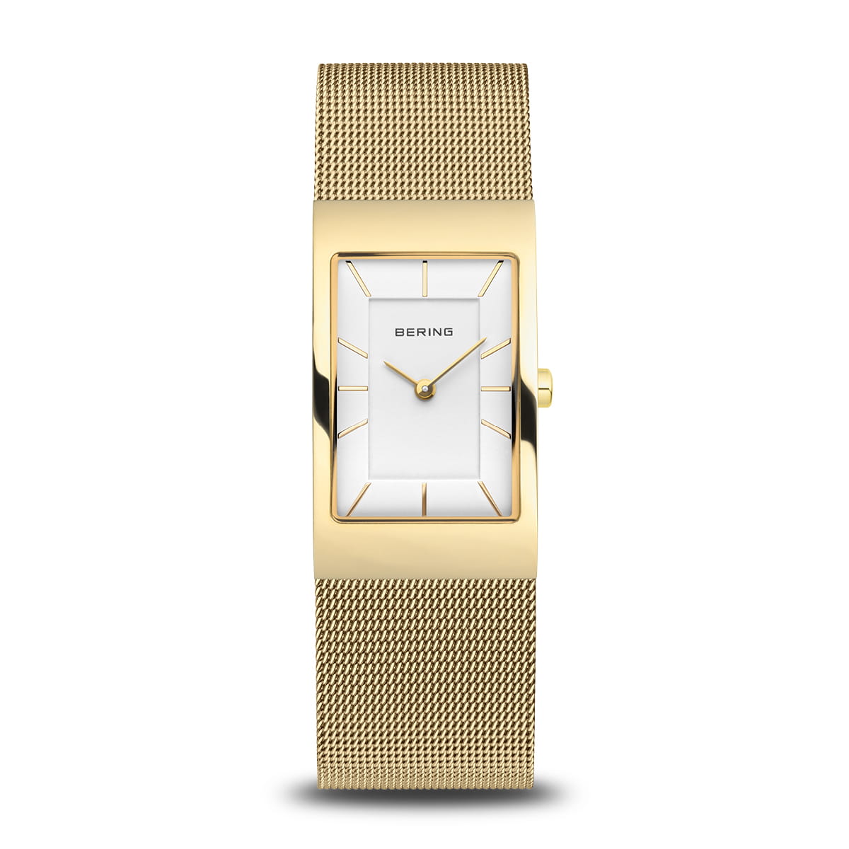 Bering | Classic 38mm polished gold white dial mesh strap | 10222-331-S