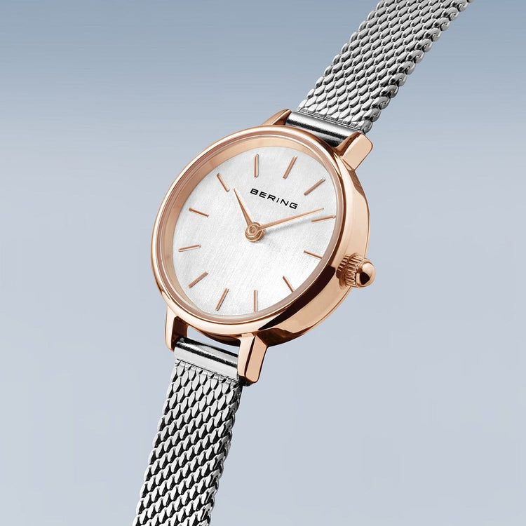 Bering | Gift set rose gold and silver 22mm dial milanese with matching bracelet | 11022-064-Lovely-2-GWP190