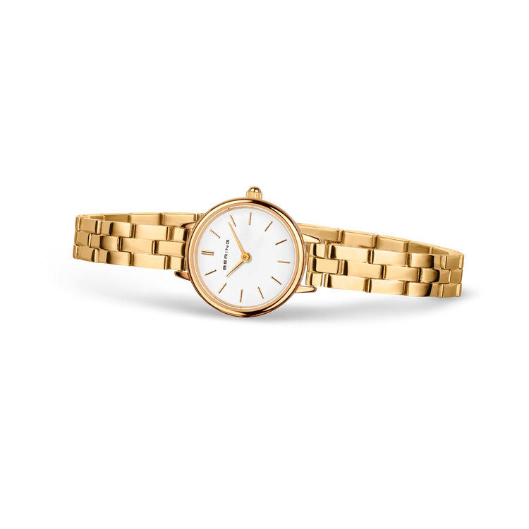 Bering | Classic gold 26mm white dial gold strap | 11022-734
