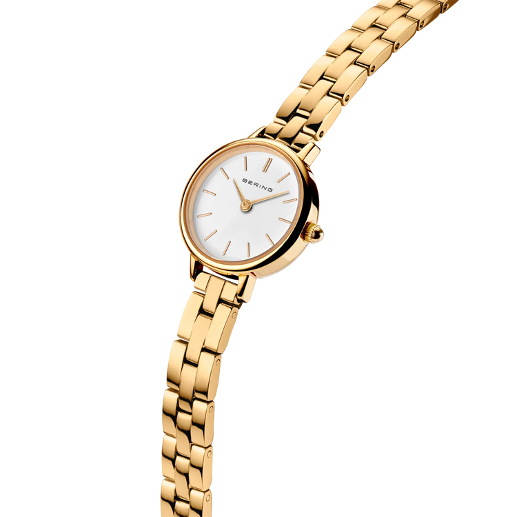 Bering | Classic gold 26mm white dial gold strap | 11022-734