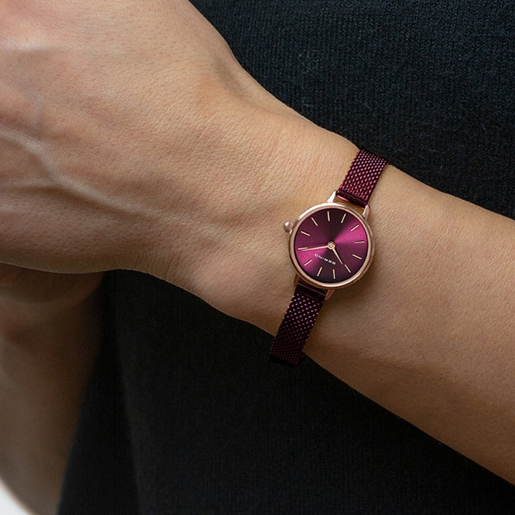 Bering | Classic rose gold and purple 22mm dial milanese | 11022-969