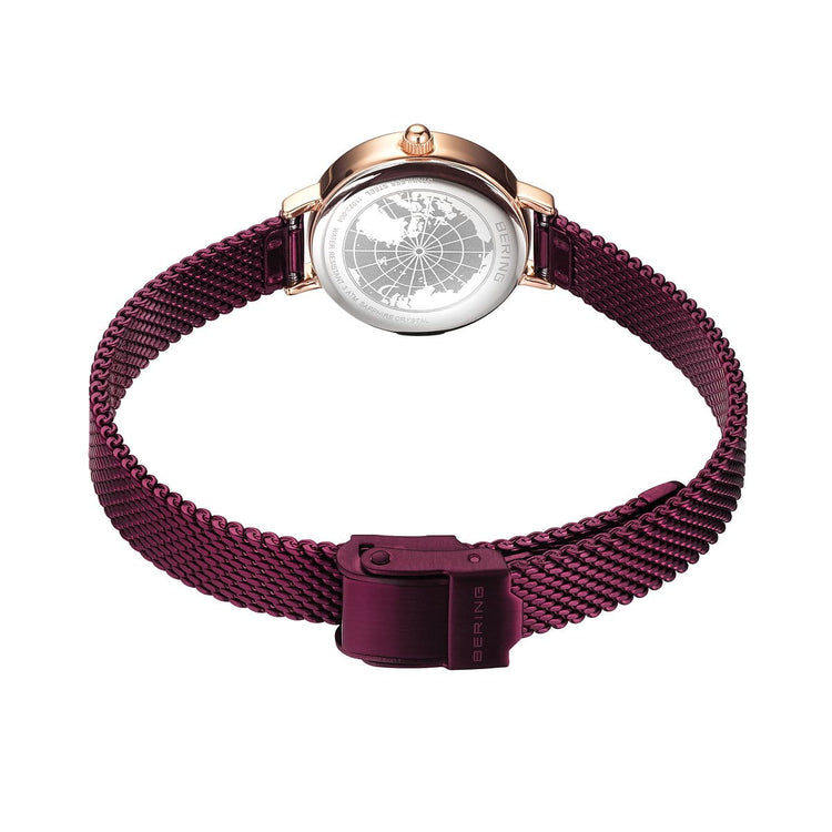 Bering | Classic rose gold and purple 22mm dial milanese | 11022-969