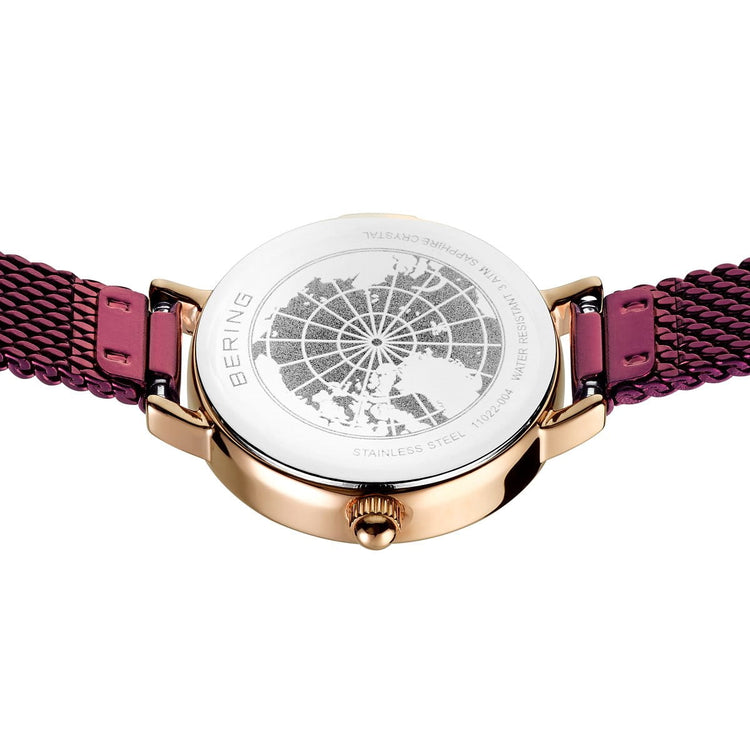 Bering | Classic rose gold and purple 22mm dial milanese | 11022-969
