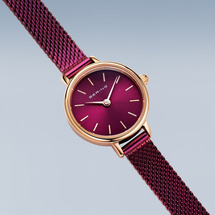 Bering | Classic rose gold and purple 22mm dial milanese | 11022-969