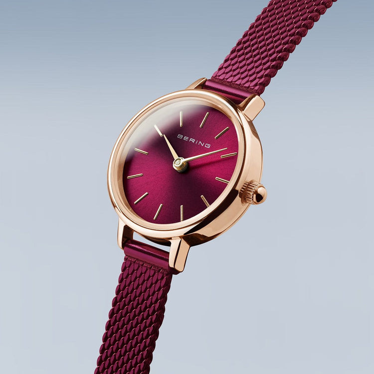 Bering | Classic rose gold and purple 22mm dial milanese | 11022-969