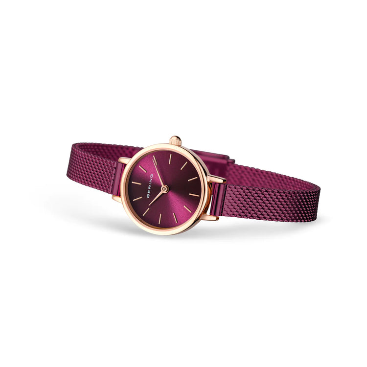 Bering | Classic rose gold and purple 22mm dial milanese | 11022-969