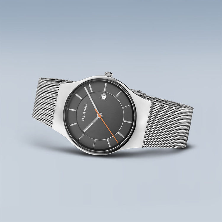 Bering | Classic polished silver mesh watch | 11938-007