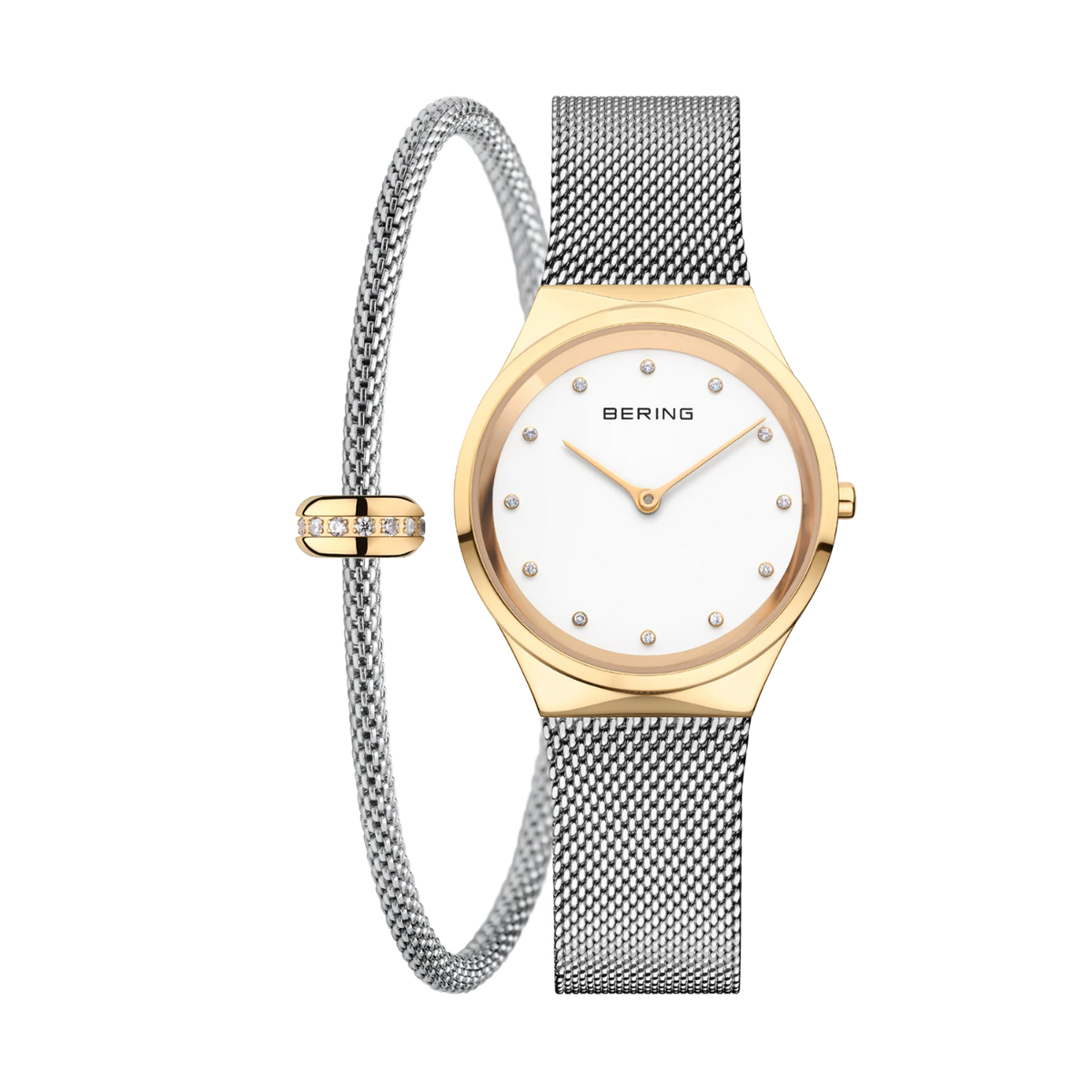 Bering | Classic gift set gold and white 31mm dial with matching bracelet | 12131-010-190-GWP1