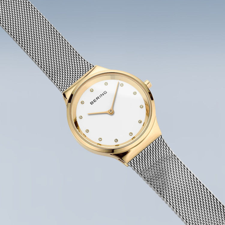 Bering | Classic gift set gold and white 31mm dial with matching bracelet | 12131-010-190-GWP1