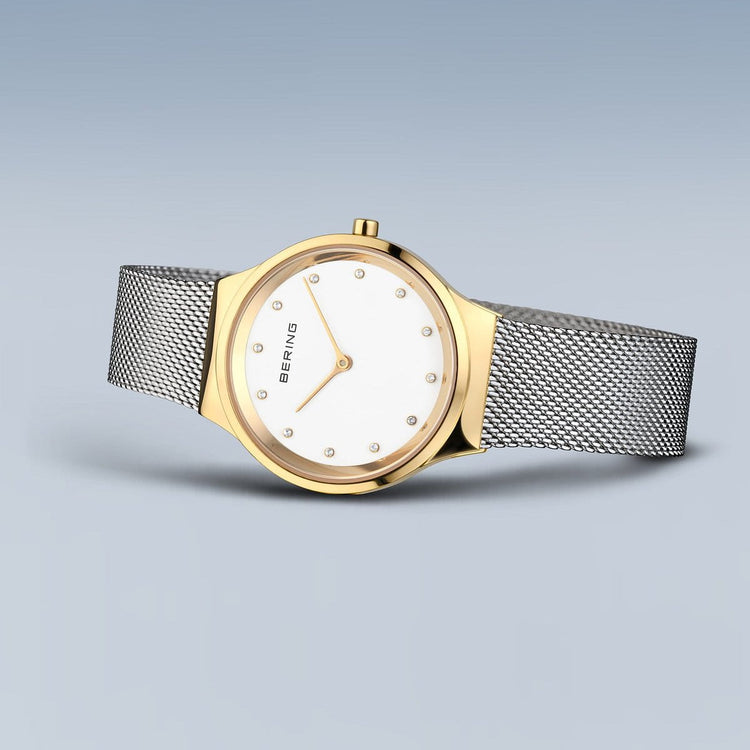 Bering | Classic gift set gold and white 31mm dial with matching bracelet | 12131-010-190-GWP1