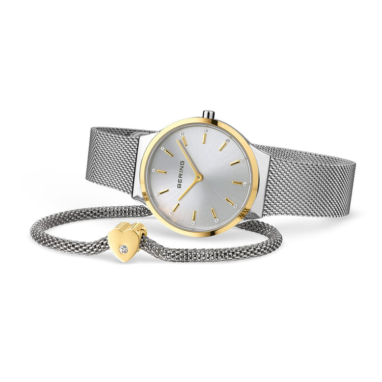Bering | Classic gift set gold and silver 31mm dial with silver bracelet | 12131-014-GWP