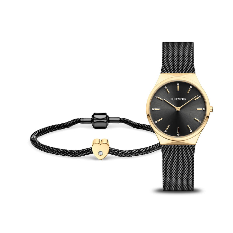 Bering | Classic gift set gold and black 31mm dial with black bracelet | 12131-132-GWP