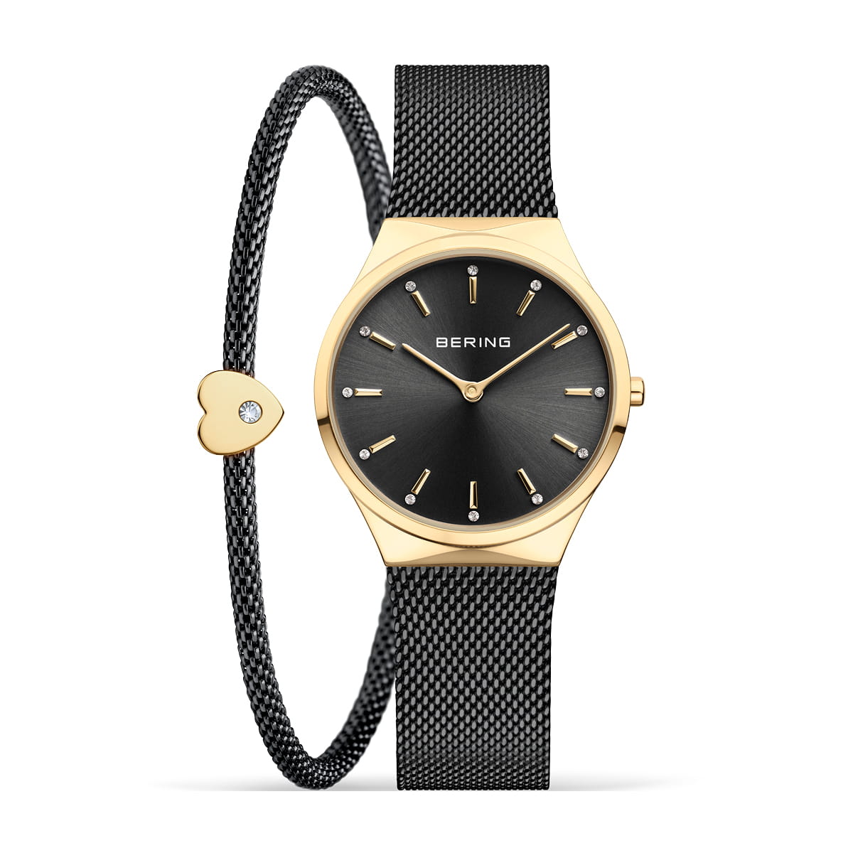 Bering | Classic gift set gold and black 31mm dial with black bracelet | 12131-132-GWP