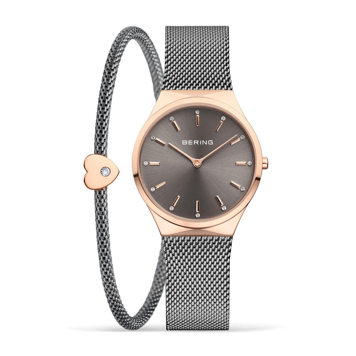 Bering | Classic gift set rose gold and grey 31mm dial with grey bracelet | 12131-369-GWP