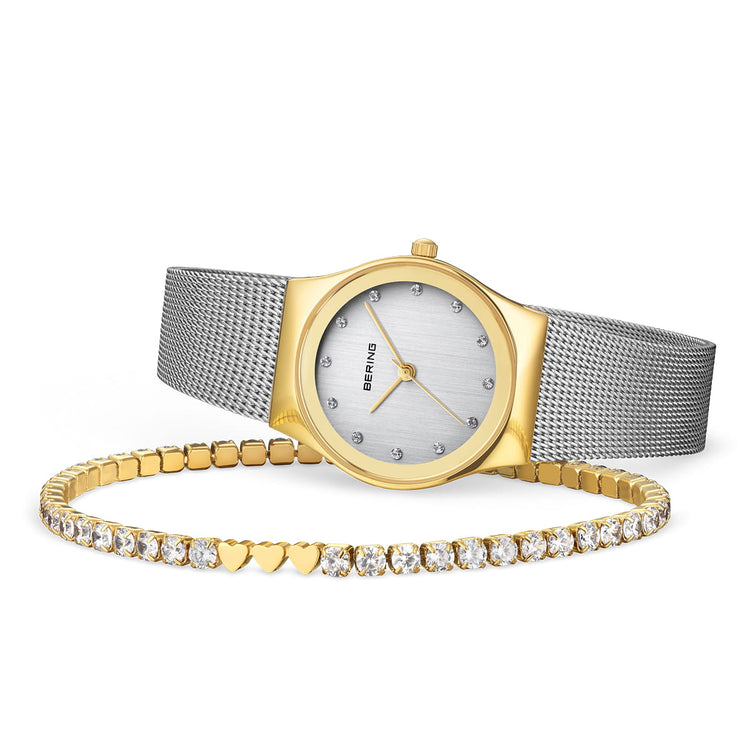 Bering | Classic gift set gold and silver 27mm dial with gold bracelet | 12927-001-GWP