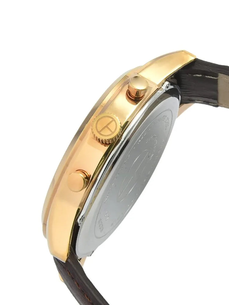 Claude Bernard | Classic Chronograph rose gold with silver 42mm dial brown leather band | 01002 37R AIR