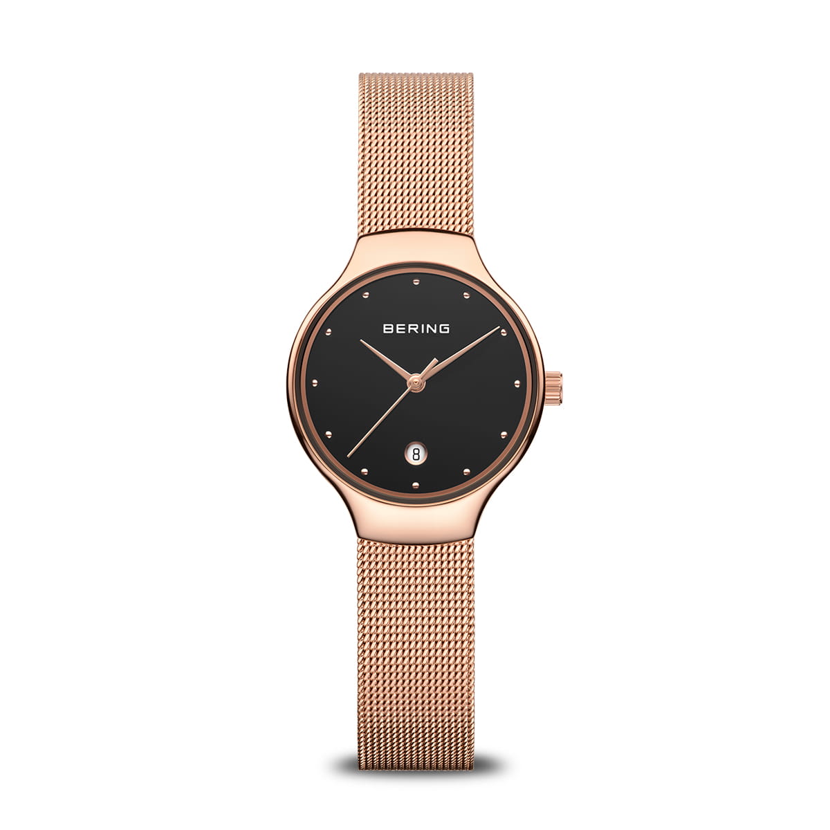 Bering | Classic polished rose gold 26mm black dial mesh | 13326-362
