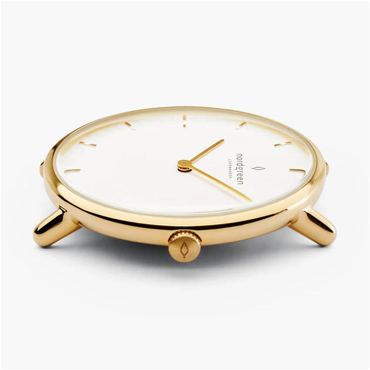 Nordgreen | Native Gold white 36mm dial brown leather | NR36GOLEBRXX