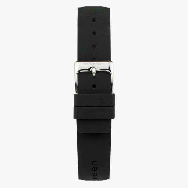 Nordgreen | Black silicone silver 20mm strap band (40mm dial) | ST20POSIRUBL