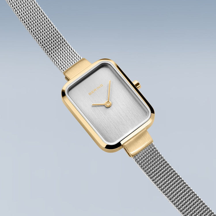 Bering | Classic Silver brushed and polished and gold 20mm silver square dial | 14520-010