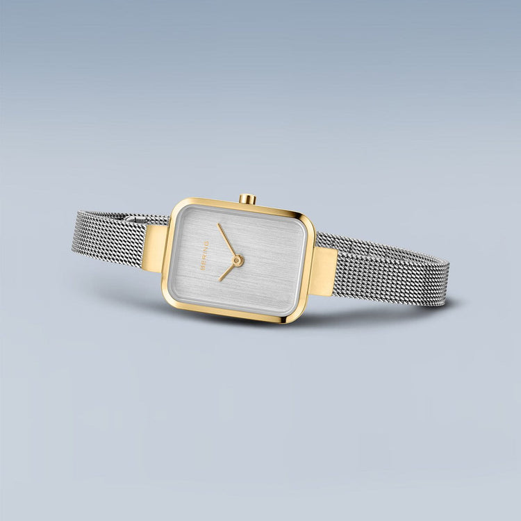 Bering | Classic Silver brushed and polished and gold 20mm silver square dial | 14520-010