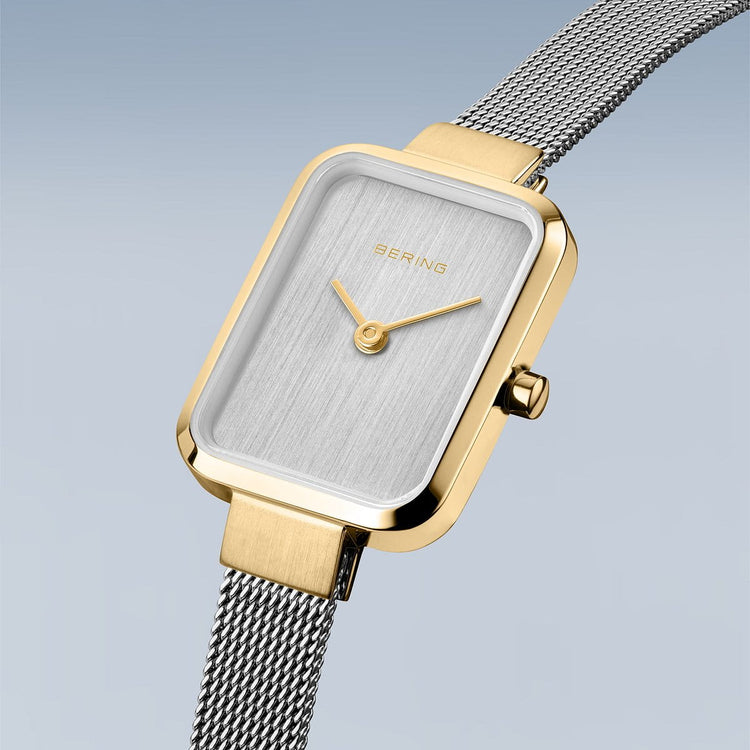 Bering | Classic Silver brushed and polished and gold 20mm silver square dial | 14520-010