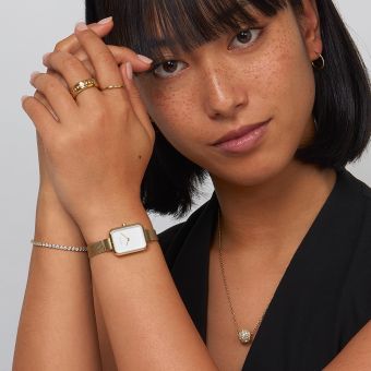 Bering | Classic Silver brushed and polished and gold 20mm silver square dial | 14520-334