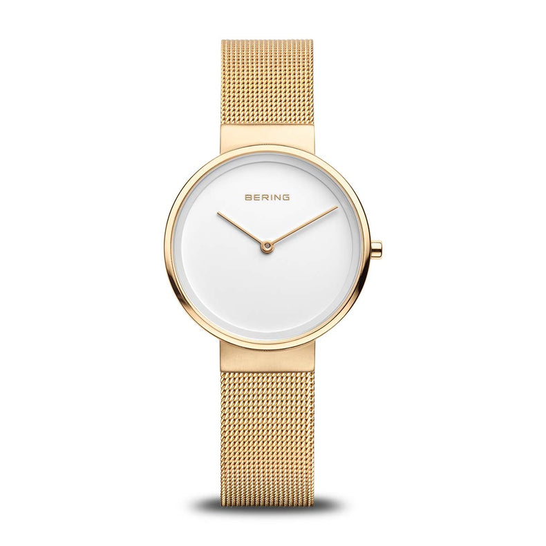 Bering | Classic gold and white 31mm dial milanese | 14531-334