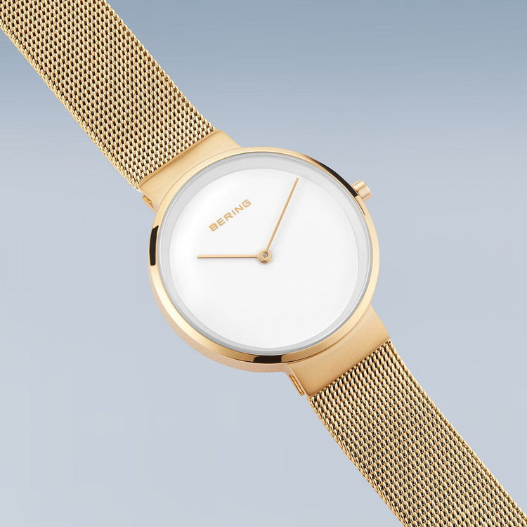 Bering | Classic gold and white 31mm dial milanese | 14531-334