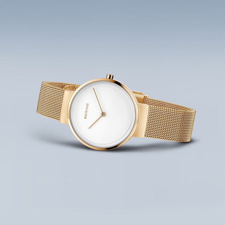 Bering | Classic gold and white 31mm dial milanese | 14531-334