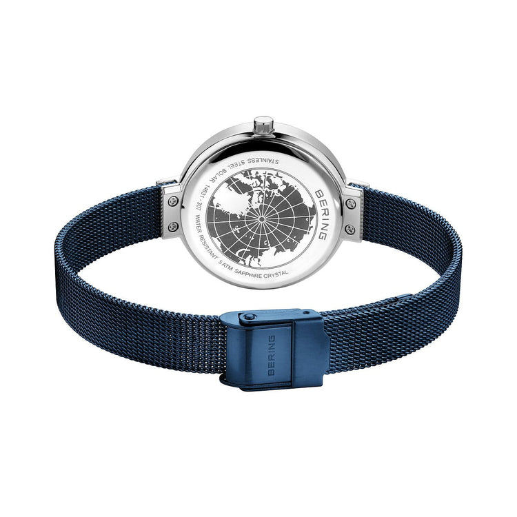 Bering | Solar silver and blue 31mm dial milanese | 14631-307