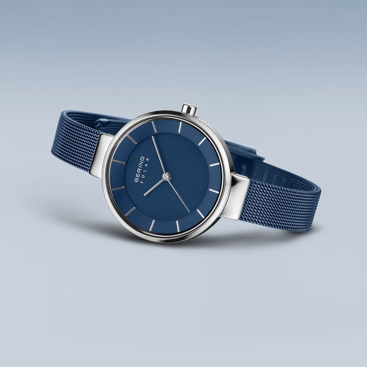 Bering | Solar silver and blue 31mm dial milanese | 14631-307