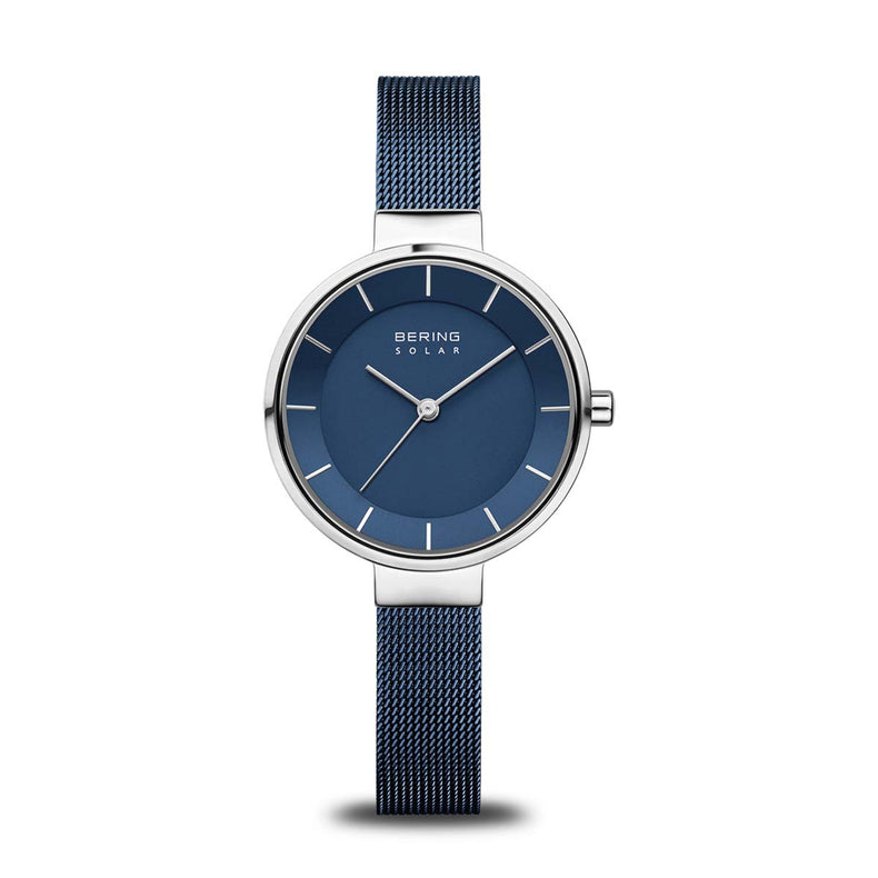 Bering | Solar silver and blue 31mm dial milanese | 14631-307