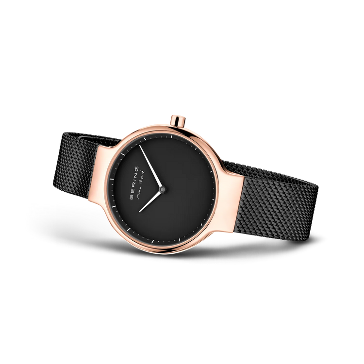 Bering | Max René rose gold black 31mm dial black milanese strap | 15531-262
