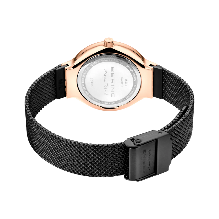 Bering | Max René rose gold black 31mm dial black milanese strap | 15531-262