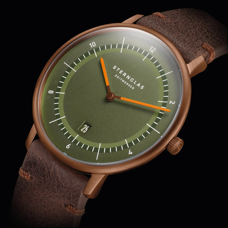Sternglas | Naos XL Edition 1905 42mm green dial bronze leather band | S01-NXT35-VI17