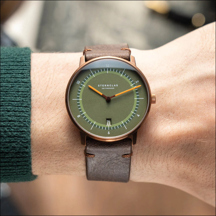 Sternglas | Naos Edition 1905 38mm green dial bronze leather band | S01-NAT35-VI17