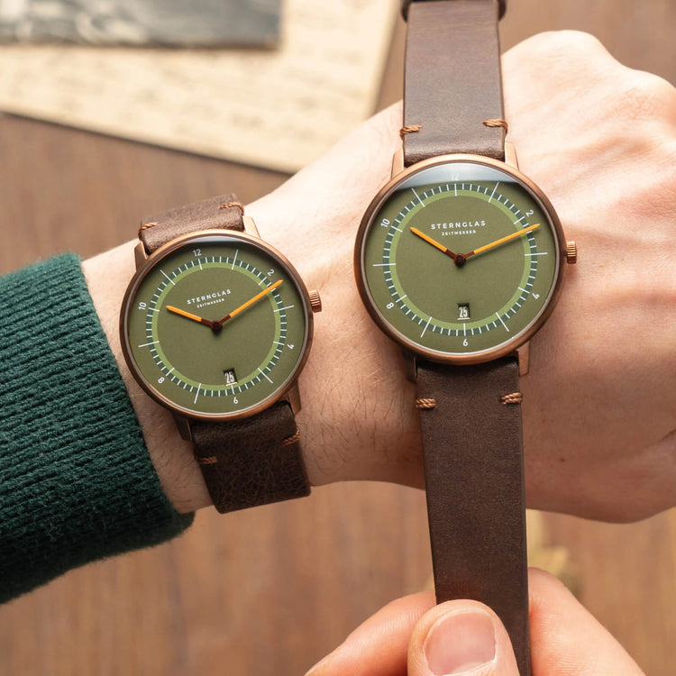 Sternglas | Naos Edition 1905 38mm green dial bronze leather band | S01-NAT35-VI17