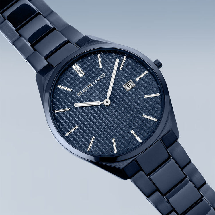 Bering | Ultra Slim blue 40mm dial and blue stainless steel links | 17240-797