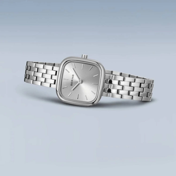 Bering | Classic 26mm square silver case metal strap | 17926-704